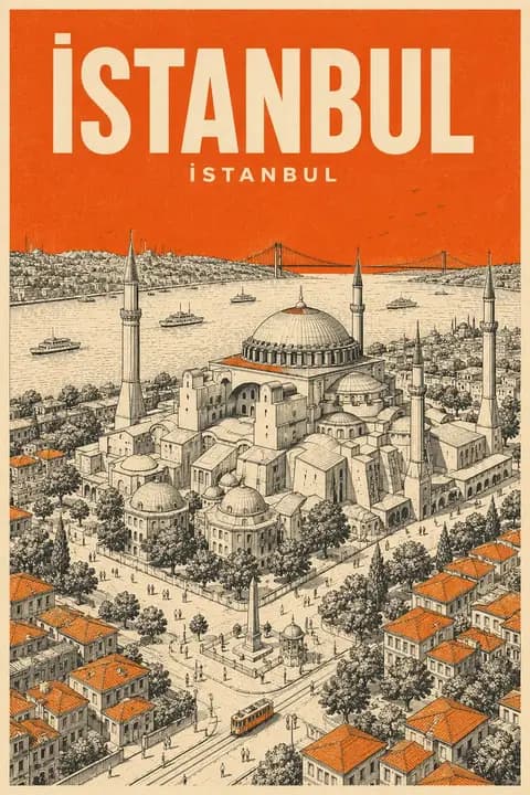 Retro Mid-Century Travel Poster preview image 1