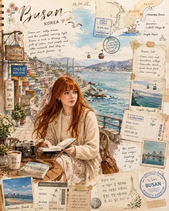 Busan Travel Journal Illustration preview image 1