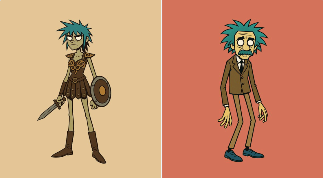 Gorillaz-style character