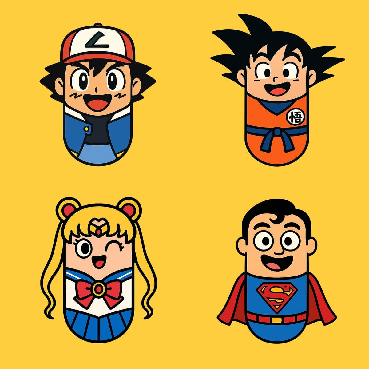 شكل حبة دواء برسوم كرتونية