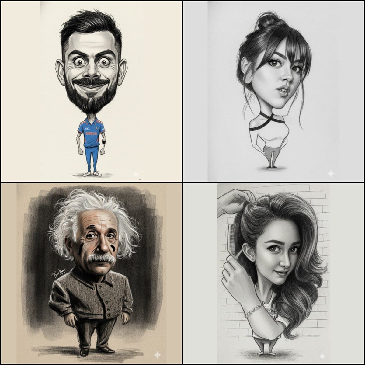 Big-head cartoon in pencil style