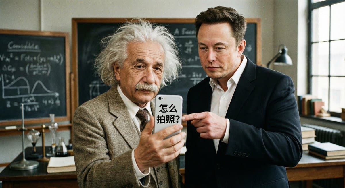 Musk Teaches Einstein How to Take Photos