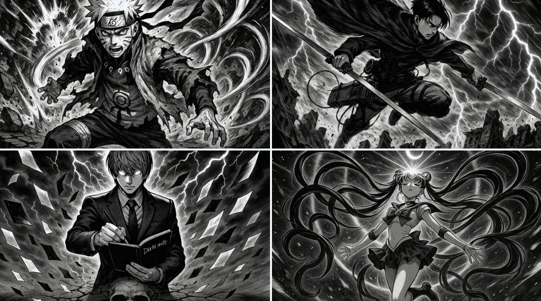 Black and white manga style illustration
