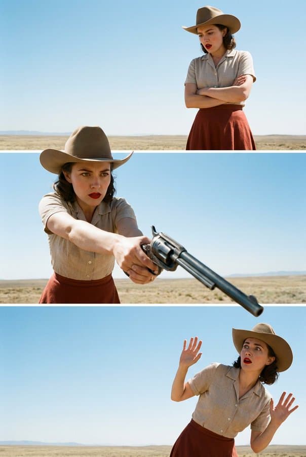 The triptych depicts three sequential moments of a woman. The triptych depicts three sequential moments of a woman.